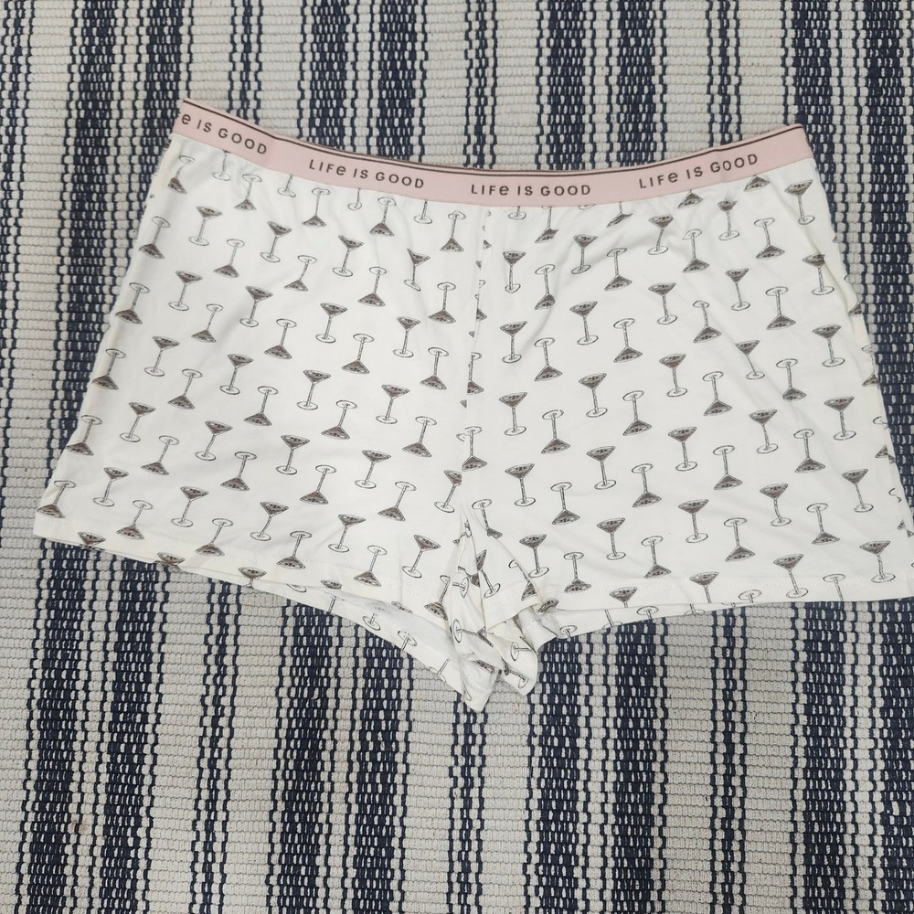Life is Good Sleep Womens XL Espresso Martini Pajama Shorts ivory Pink WY50160